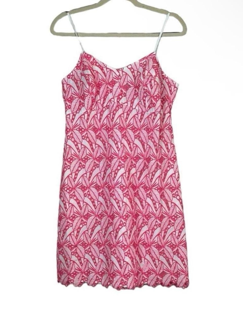 NWT preppy embroidered neon pink‎ and white mini dress size 6